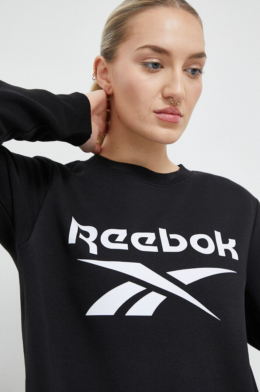 Reebok Mikina dámská černá barva s potiskem - Pepit.cz