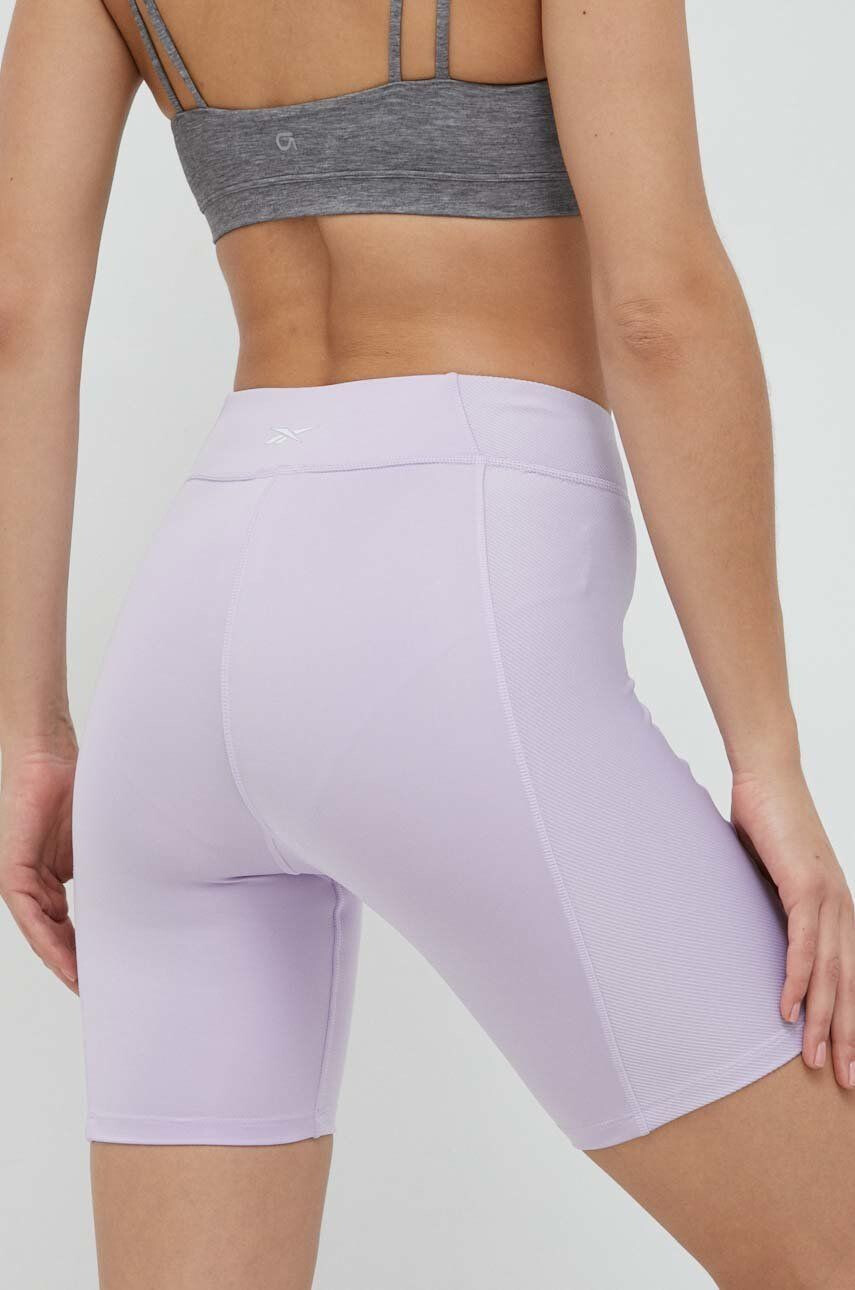 Reebok Šortky na jógu fialová barva high waist - Pepit.cz