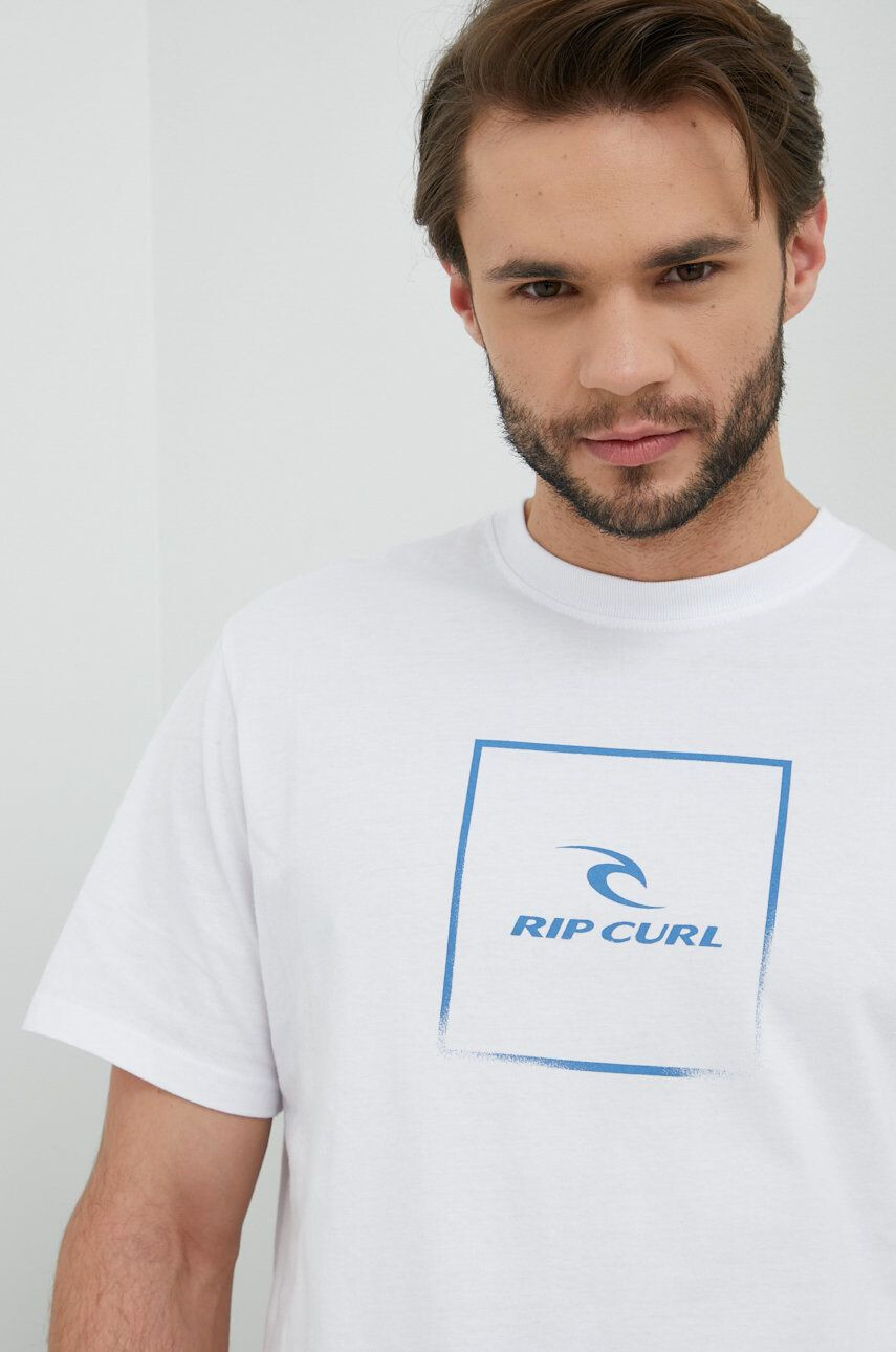 Rip Curl Bavlněné tričko Corp Icon Tee bílá barva s potiskem - Pepit.cz