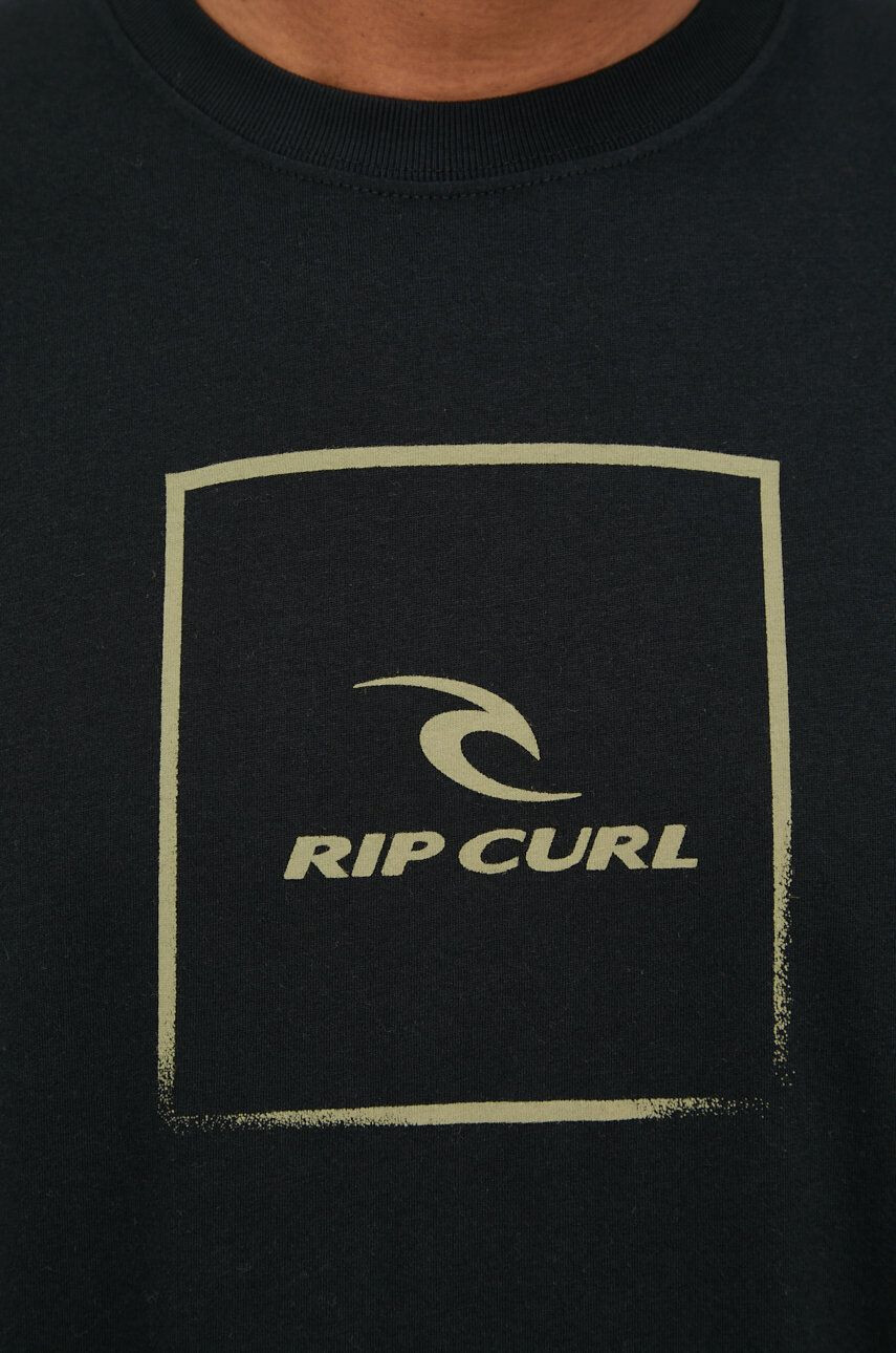 Rip Curl Bavlněné tričko Corp Icon Tee černá barva s potiskem - Pepit.cz