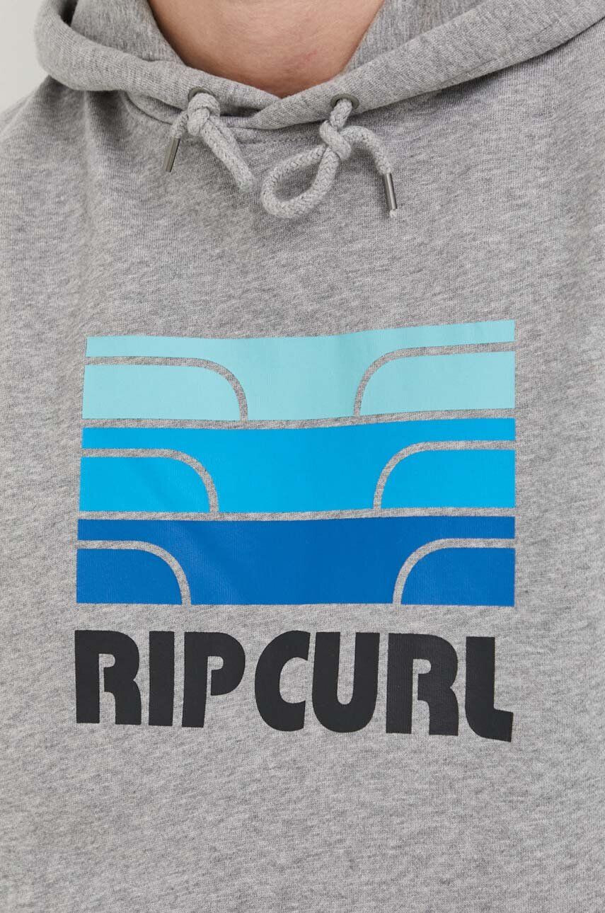 Rip Curl Mikina pánská šedá barva s kapucí s potiskem - Pepit.cz