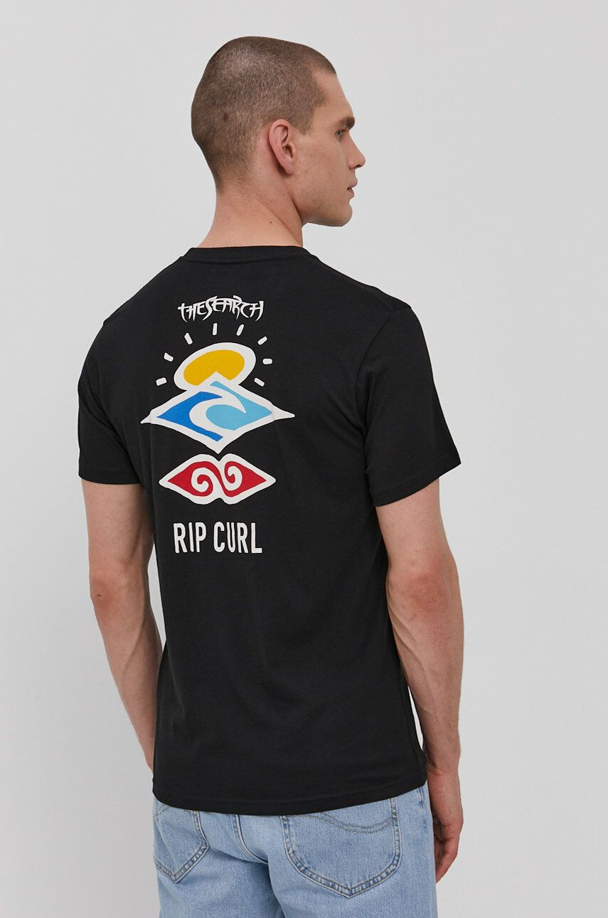 Rip Curl Tričko pánské černá barva s potiskem - Pepit.cz