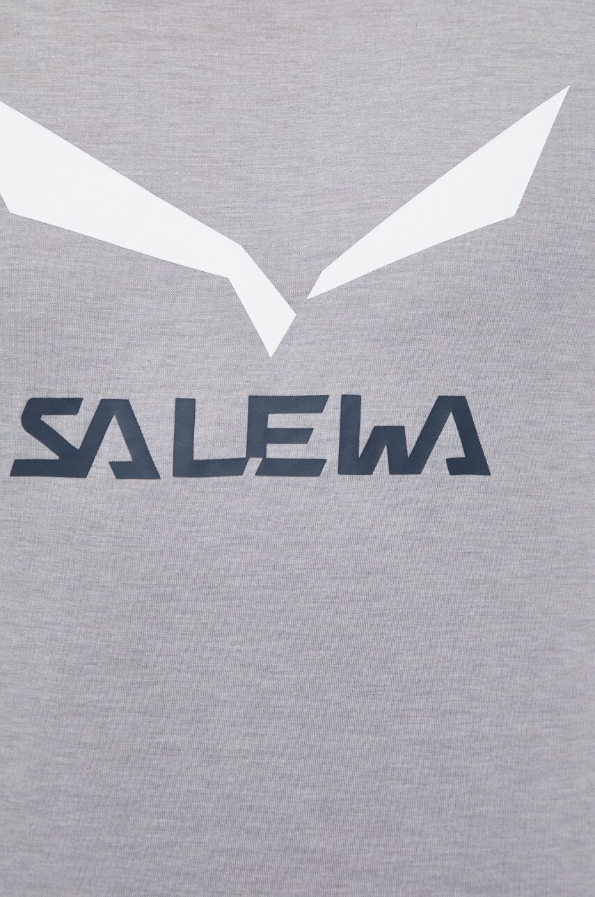 Salewa Sportovní dlouhý rukáv Solidlogo šedá barva s potiskem - Pepit.cz