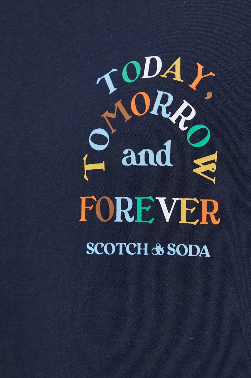 Scotch & Soda Bavlněné tričko tmavomodrá barva s potiskem - Pepit.cz