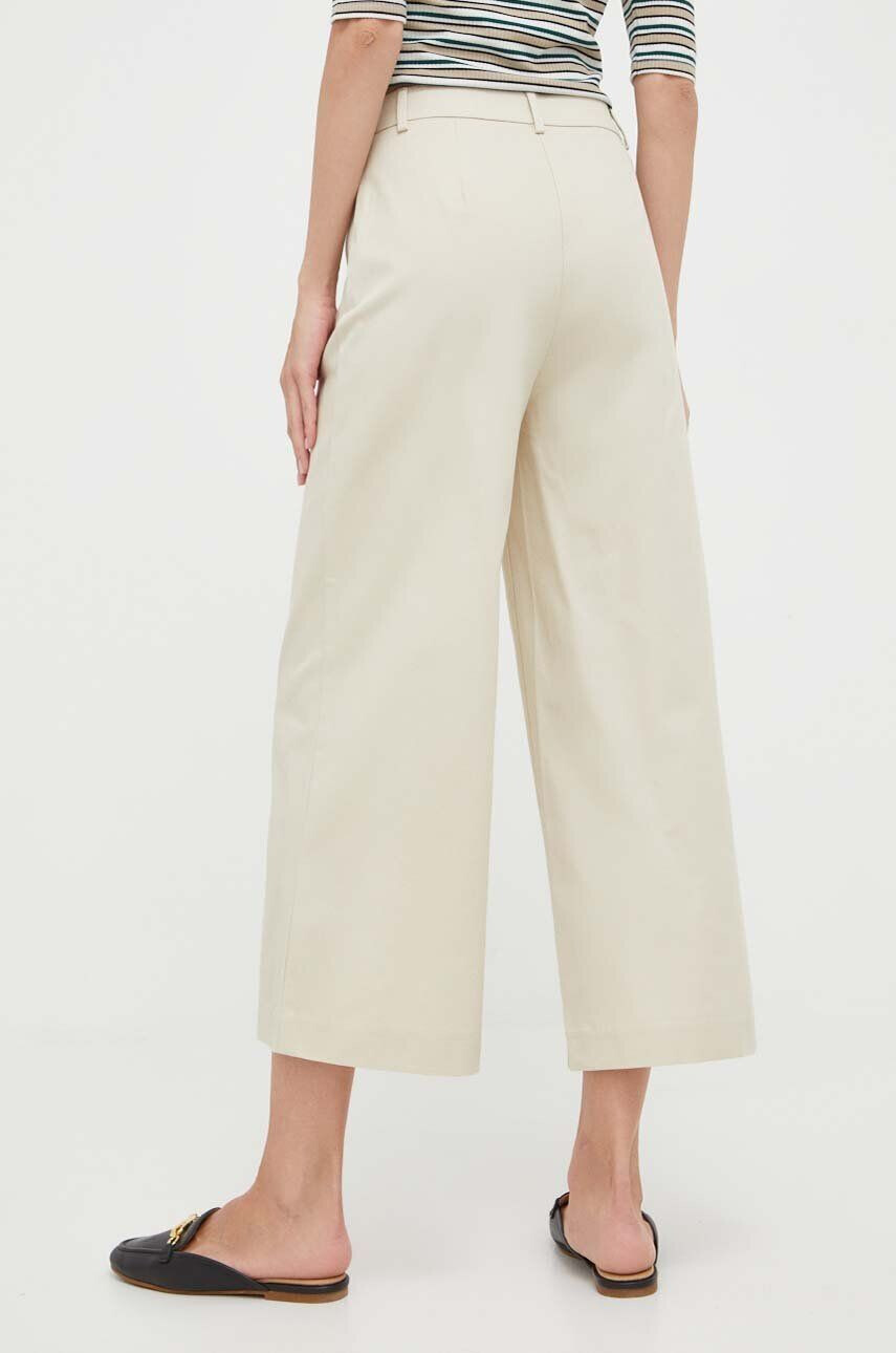 Sisley Kalhoty dámské béžová barva jednoduché high waist - Pepit.cz