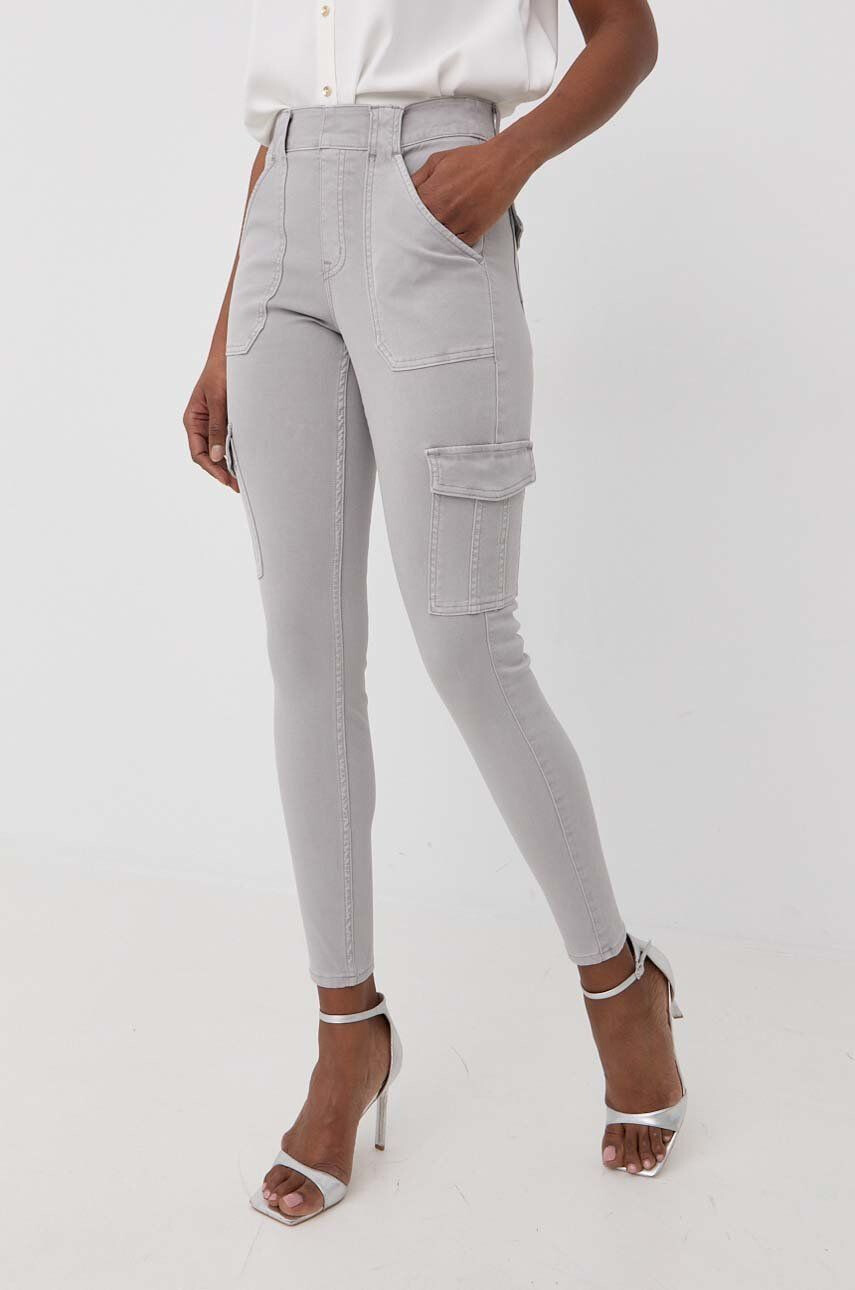 Spanx Tvarované kalhoty Stretch Twill Ankle Cargo šedá barva high waist - Pepit.cz