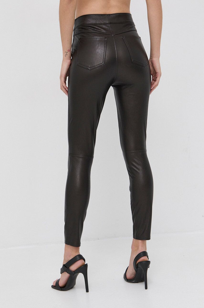 Spanx Modelovací legíny Leather-Like Ankle Skinny dámské hnědá barva hladké - Pepit.cz