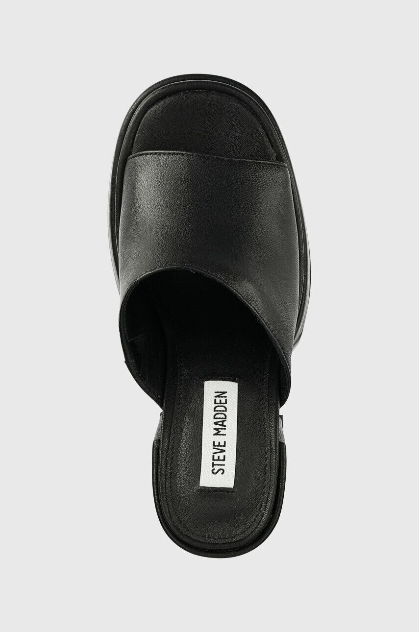 Steve Madden Kožené pantofle Cagey dámské černá barva na podpatku SM11002312 - Pepit.cz