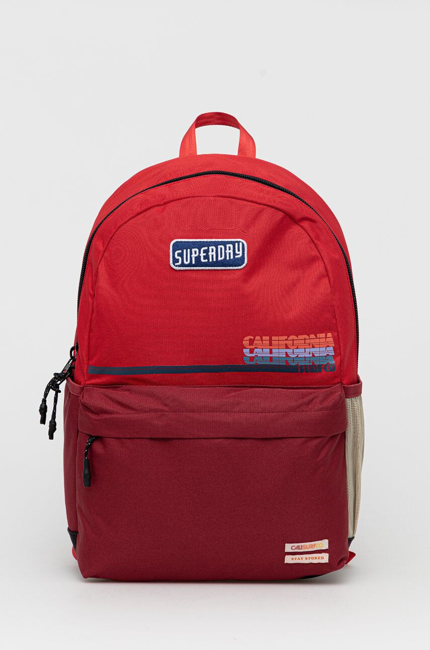 Superdry Batoh dámský červená barva velký s aplikací - Pepit.cz