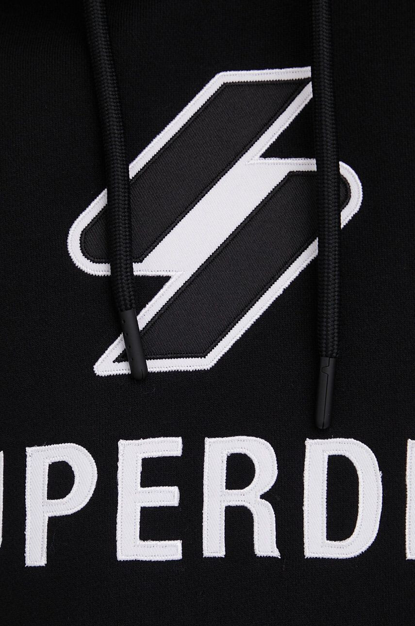 Superdry Bavlněná mikina pánská černá barva s aplikací - Pepit.cz