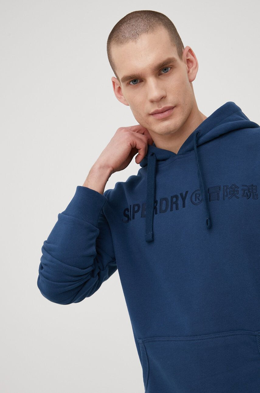 Superdry Bavlněná mikina pánská tmavomodrá barva s aplikací - Pepit.cz