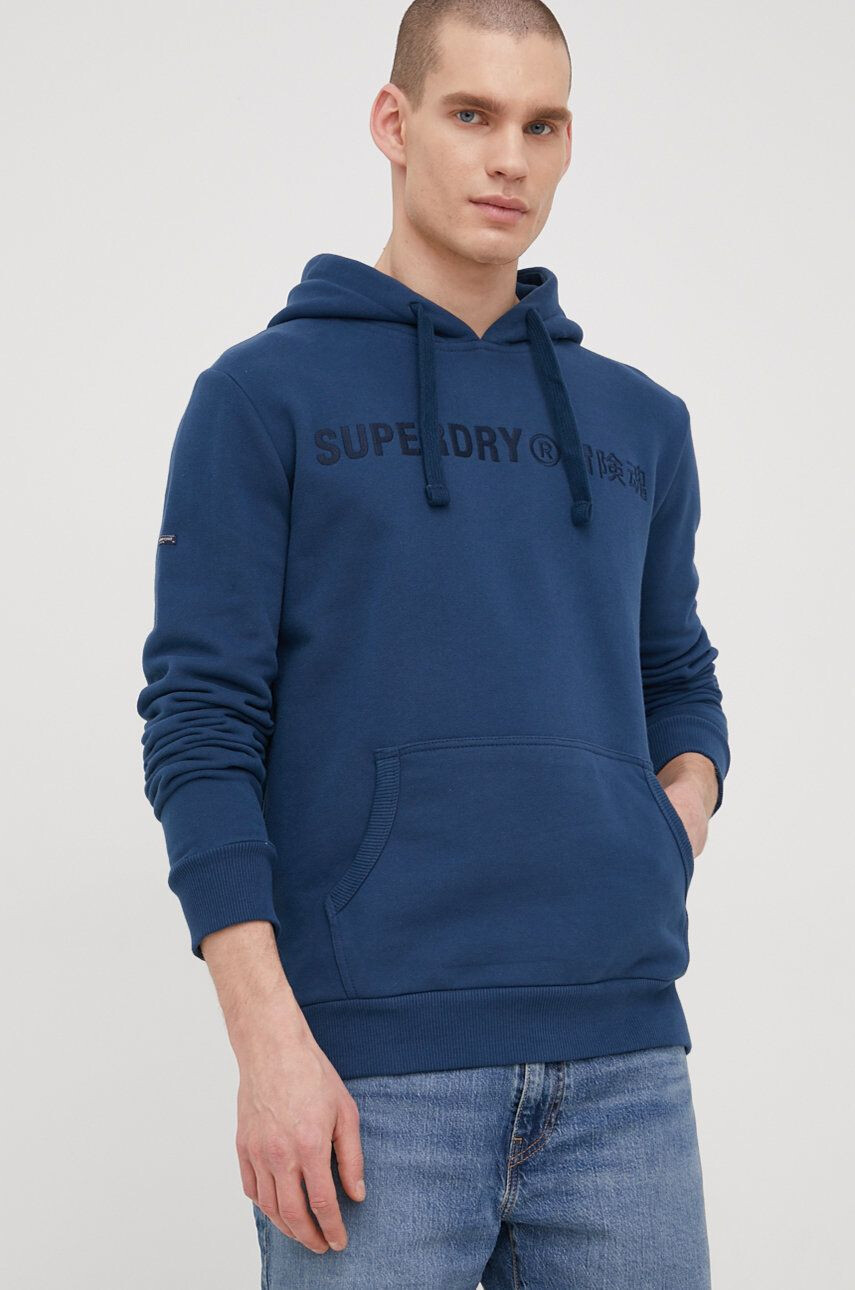 Superdry Bavlněná mikina pánská tmavomodrá barva s aplikací - Pepit.cz