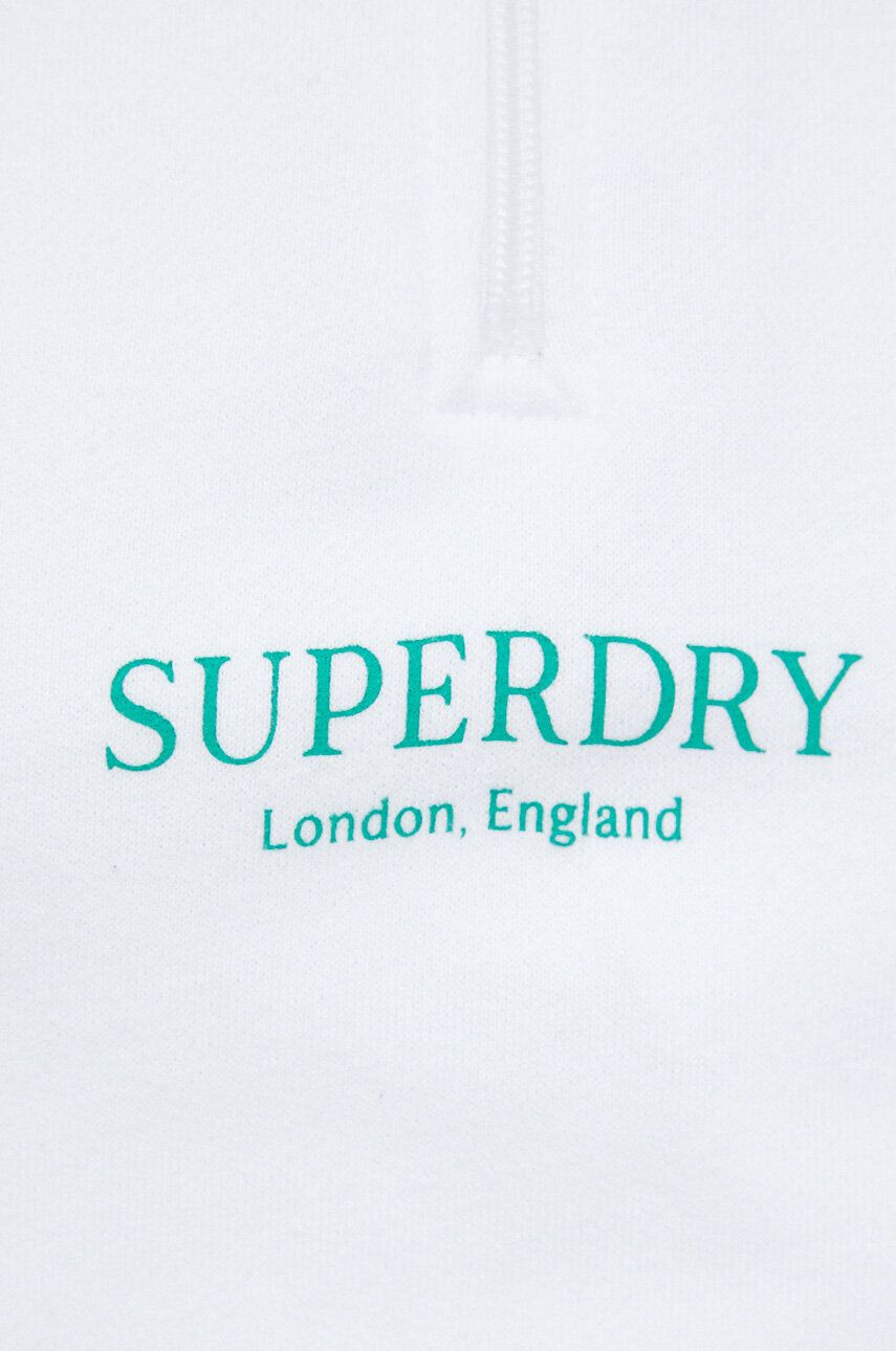 Superdry Bavlněná mikina dámská bílá barva s potiskem - Pepit.cz