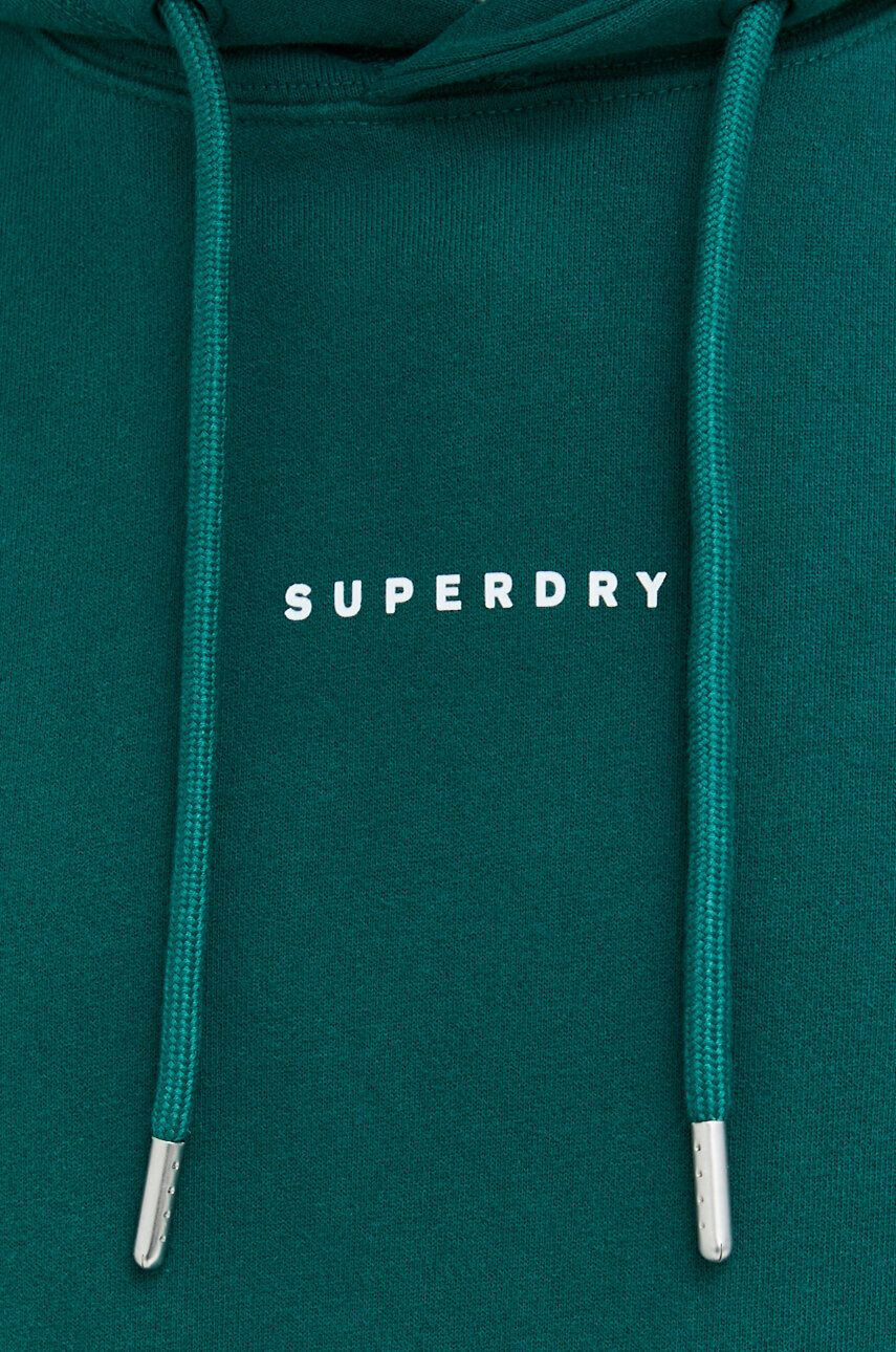 Superdry Bavlněná mikina pánská zelená barva s kapucí s potiskem - Pepit.cz