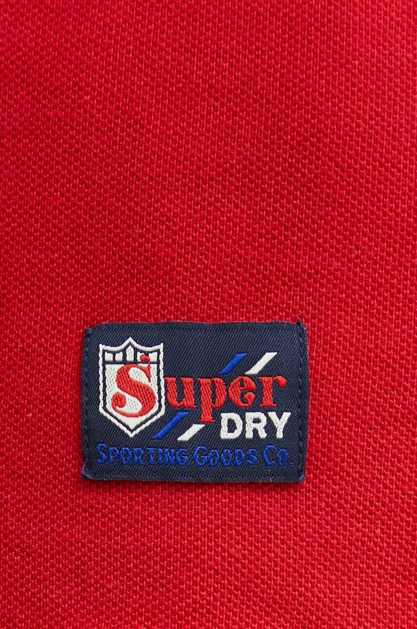 Superdry Bavlněné polo tričko červená barva s aplikací - Pepit.cz