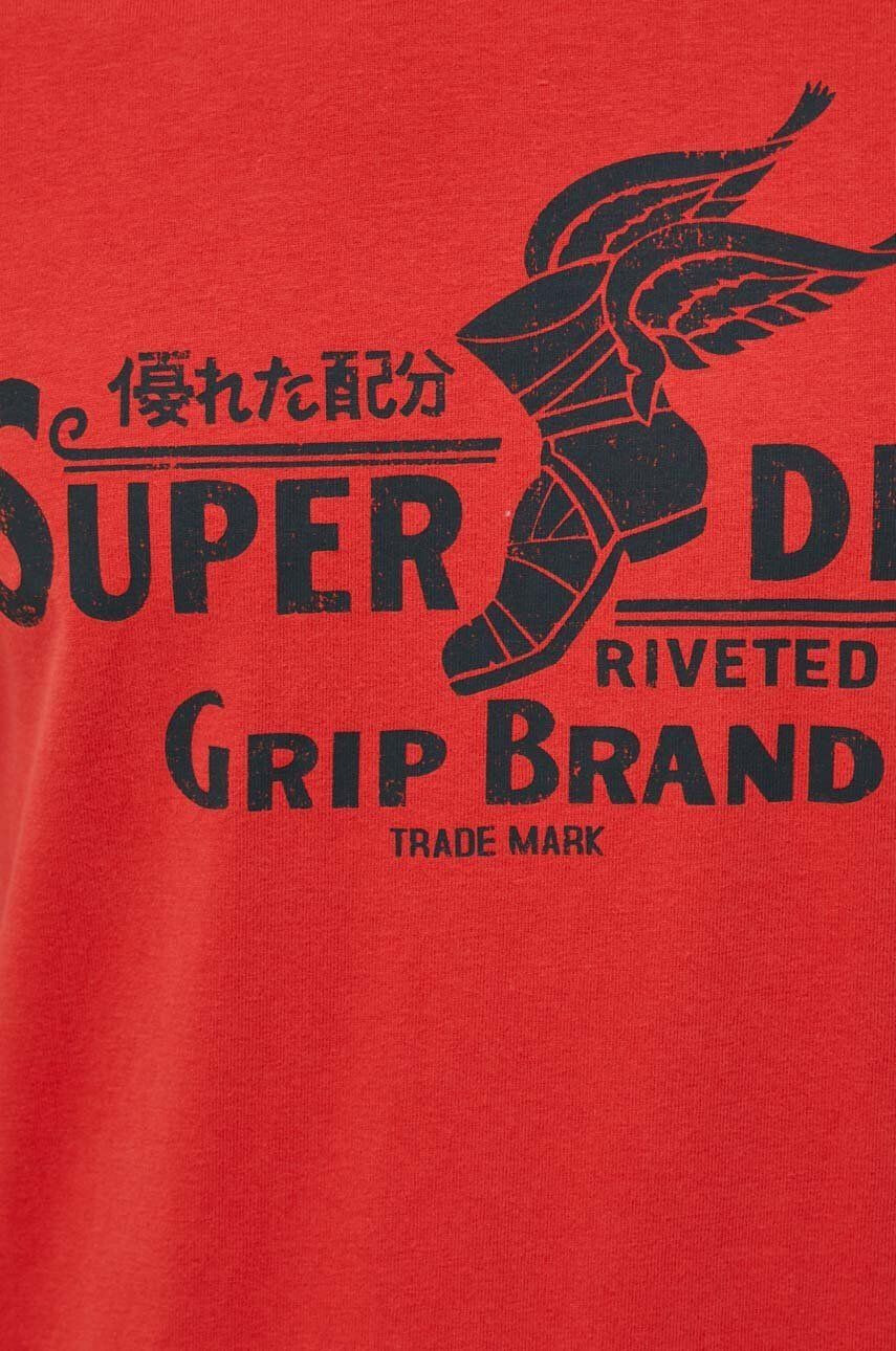 Superdry Bavlněné tričko s dlouhým rukávem tmavomodrá barva s potiskem - Pepit.cz