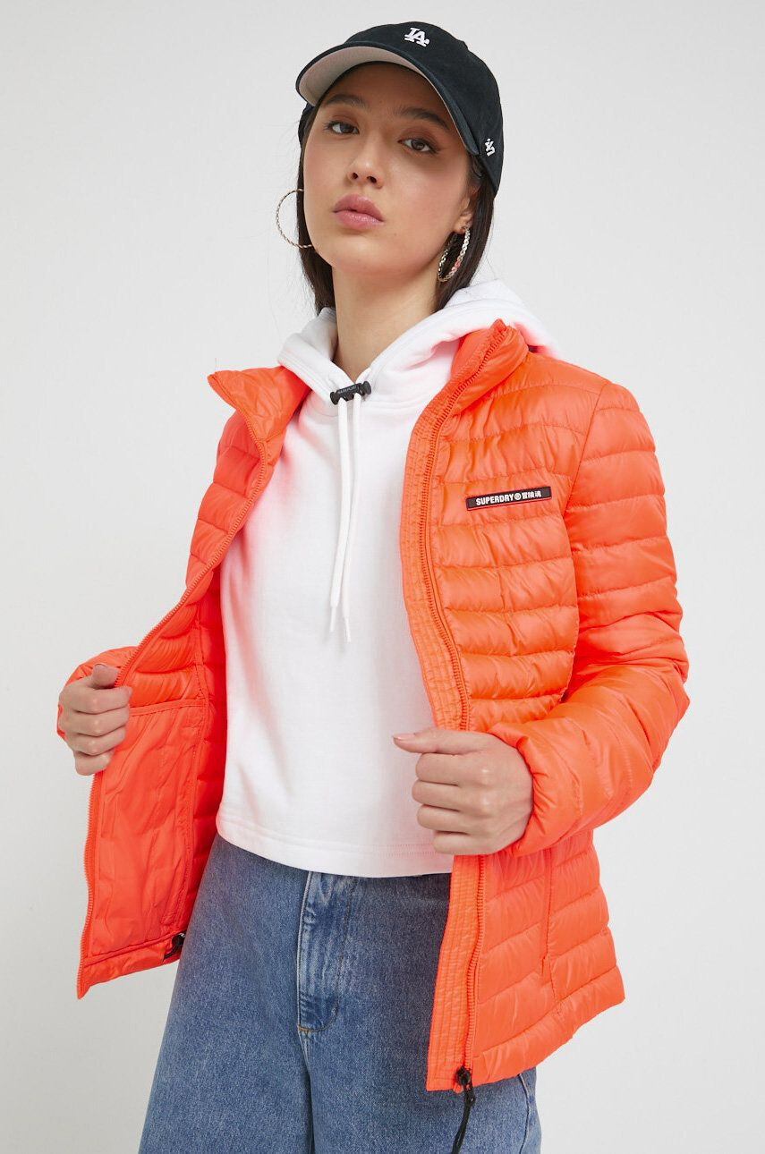 Superdry Bunda dámská oranžová barva přechodná - Pepit.cz