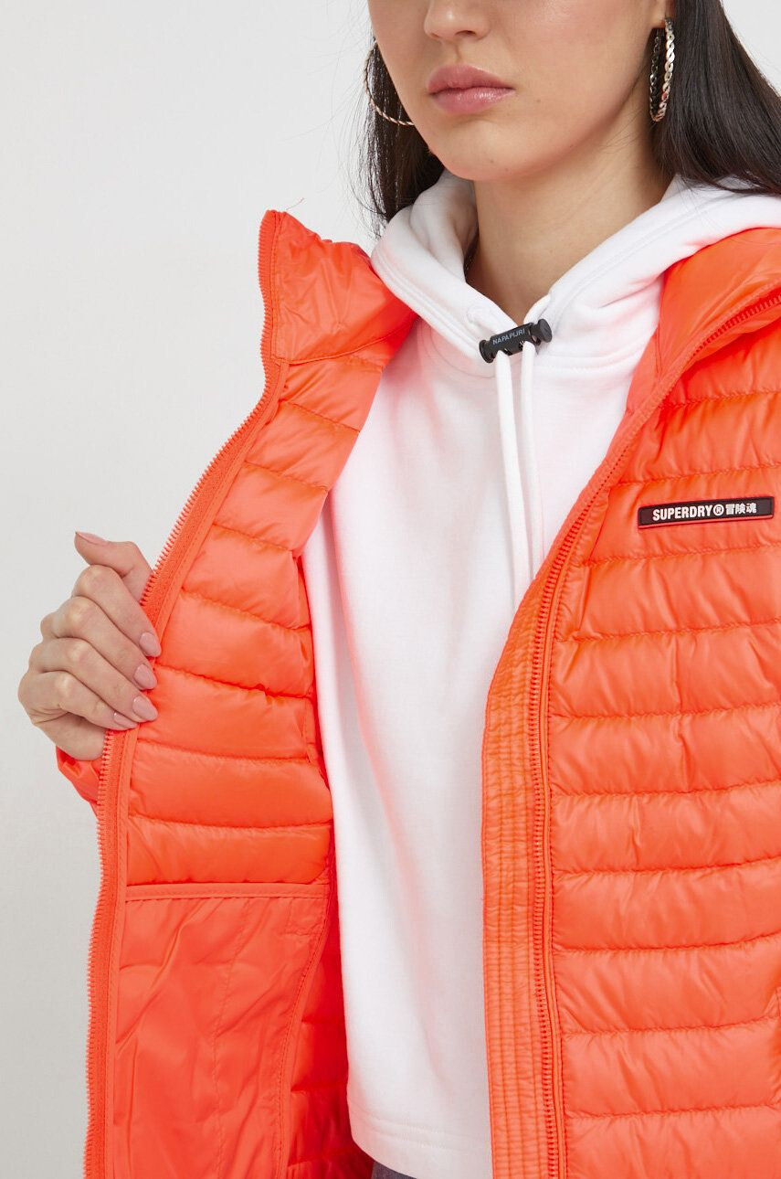 Superdry Bunda dámská oranžová barva přechodná - Pepit.cz