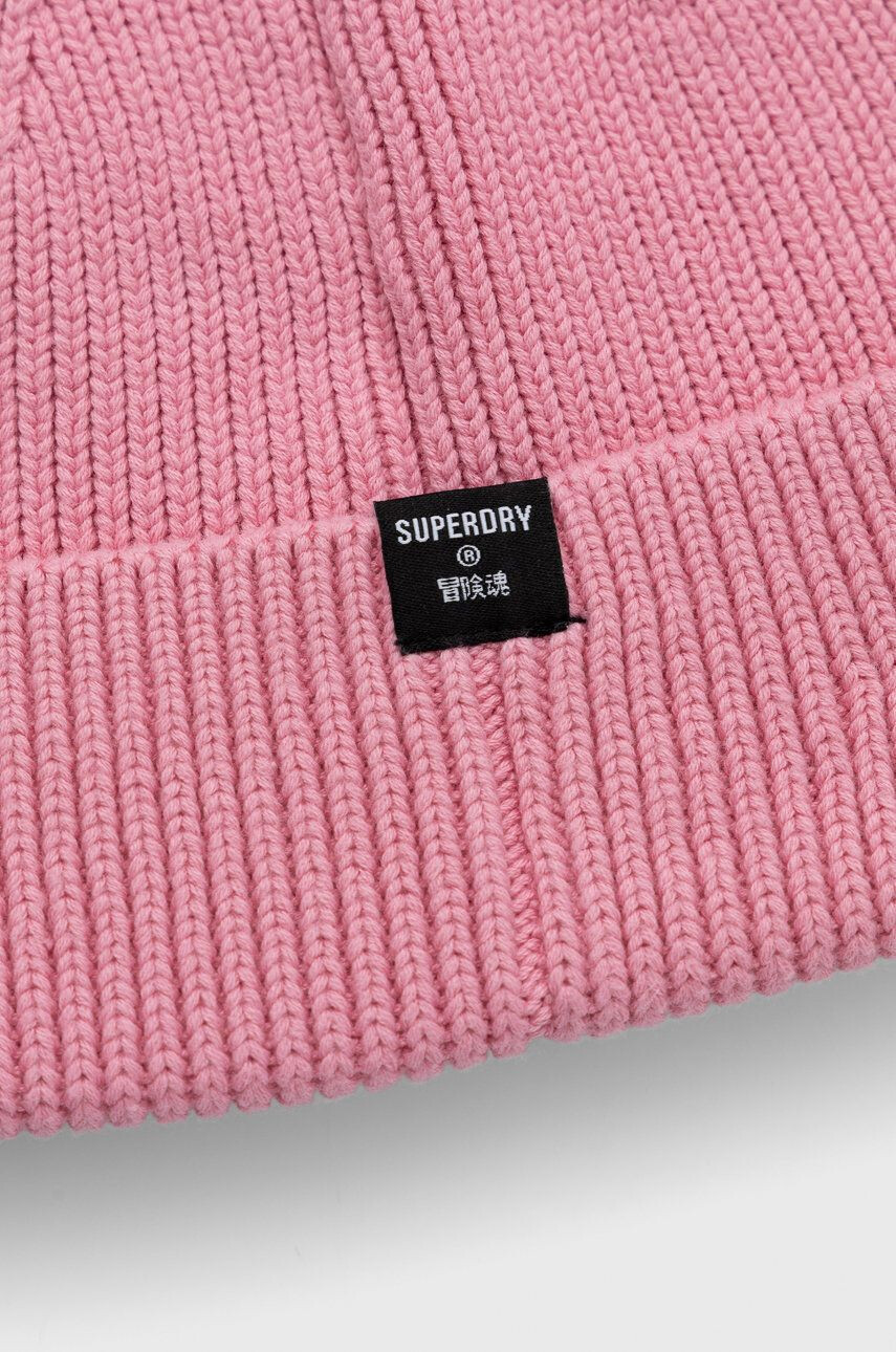 Superdry Čepice růžová barva z husté pleteniny bavlněná - Pepit.cz