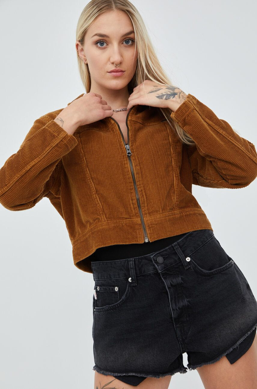 Superdry Džínové šortky dámské černá barva hladké high waist - Pepit.cz