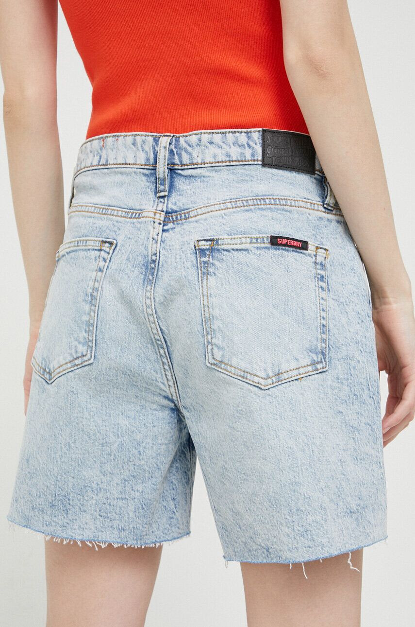 Superdry Džínové šortky dámské hladké high waist - Pepit.cz