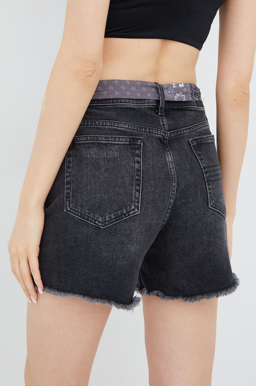 Superdry Džínové šortky dámské šedá barva hladké medium waist - Pepit.cz