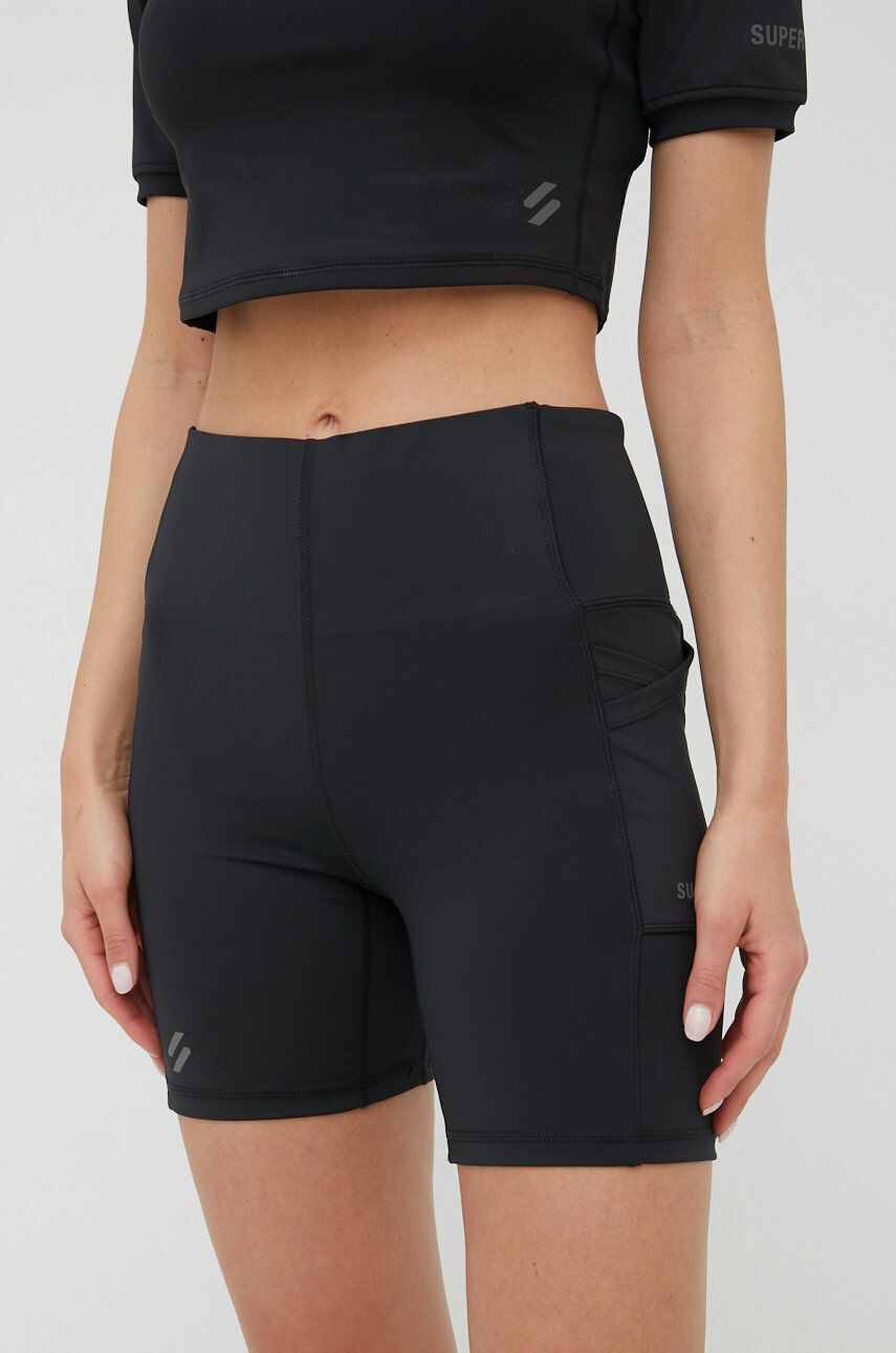 Superdry Kraťasy dámské černá barva hladké high waist - Pepit.cz