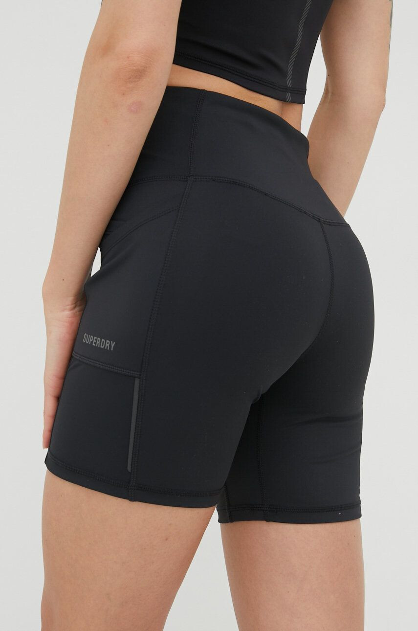 Superdry Kraťasy dámské černá barva hladké high waist - Pepit.cz