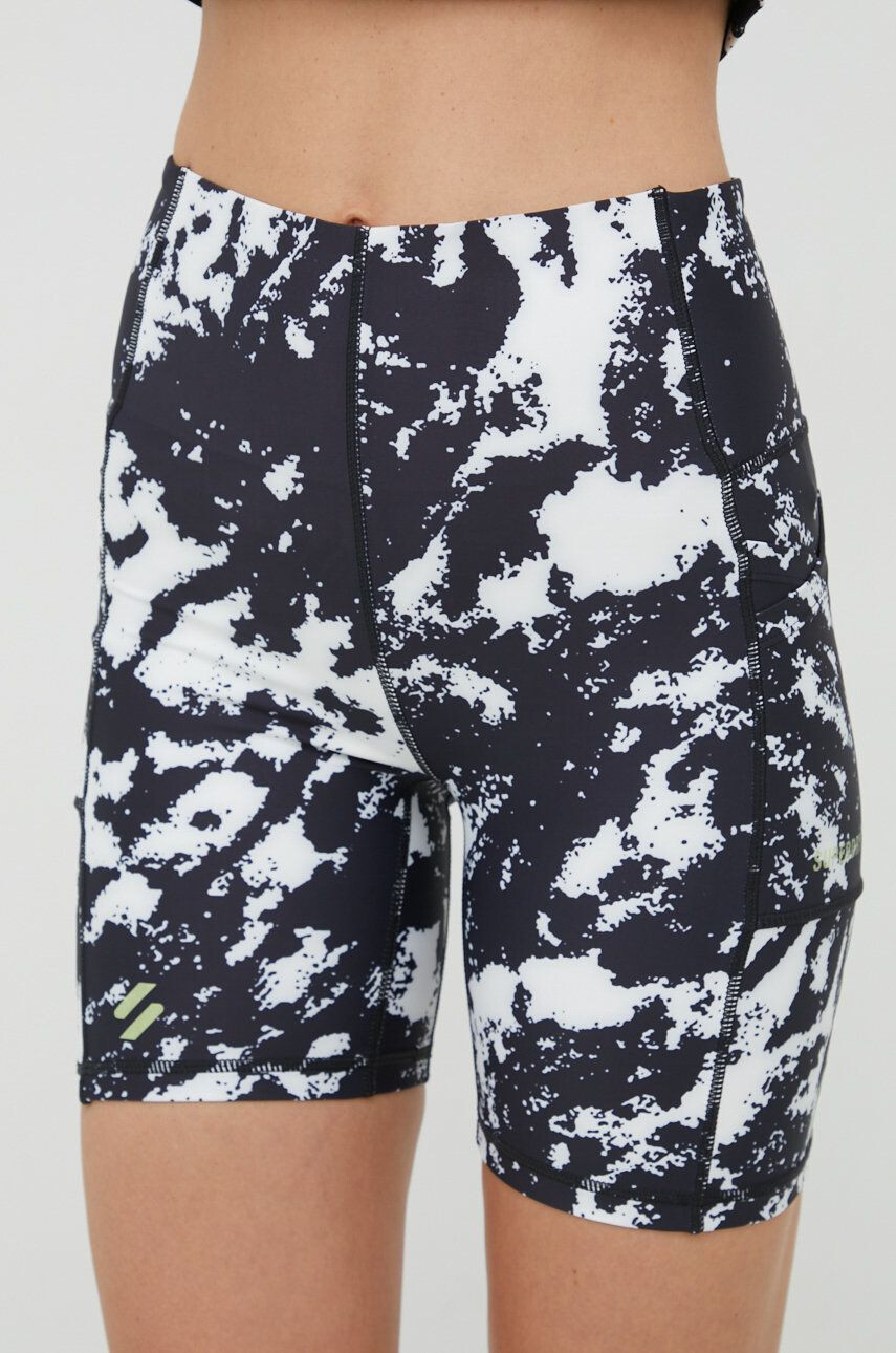 Superdry Kraťasy dámské černá barva vzorované high waist - Pepit.cz