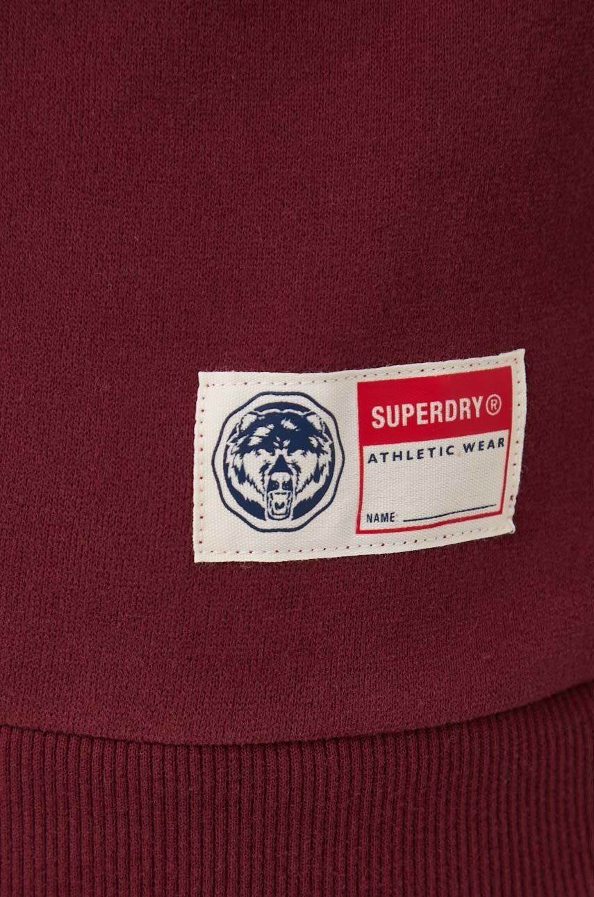 Superdry Mikina pánská vínová barva s potiskem - Pepit.cz