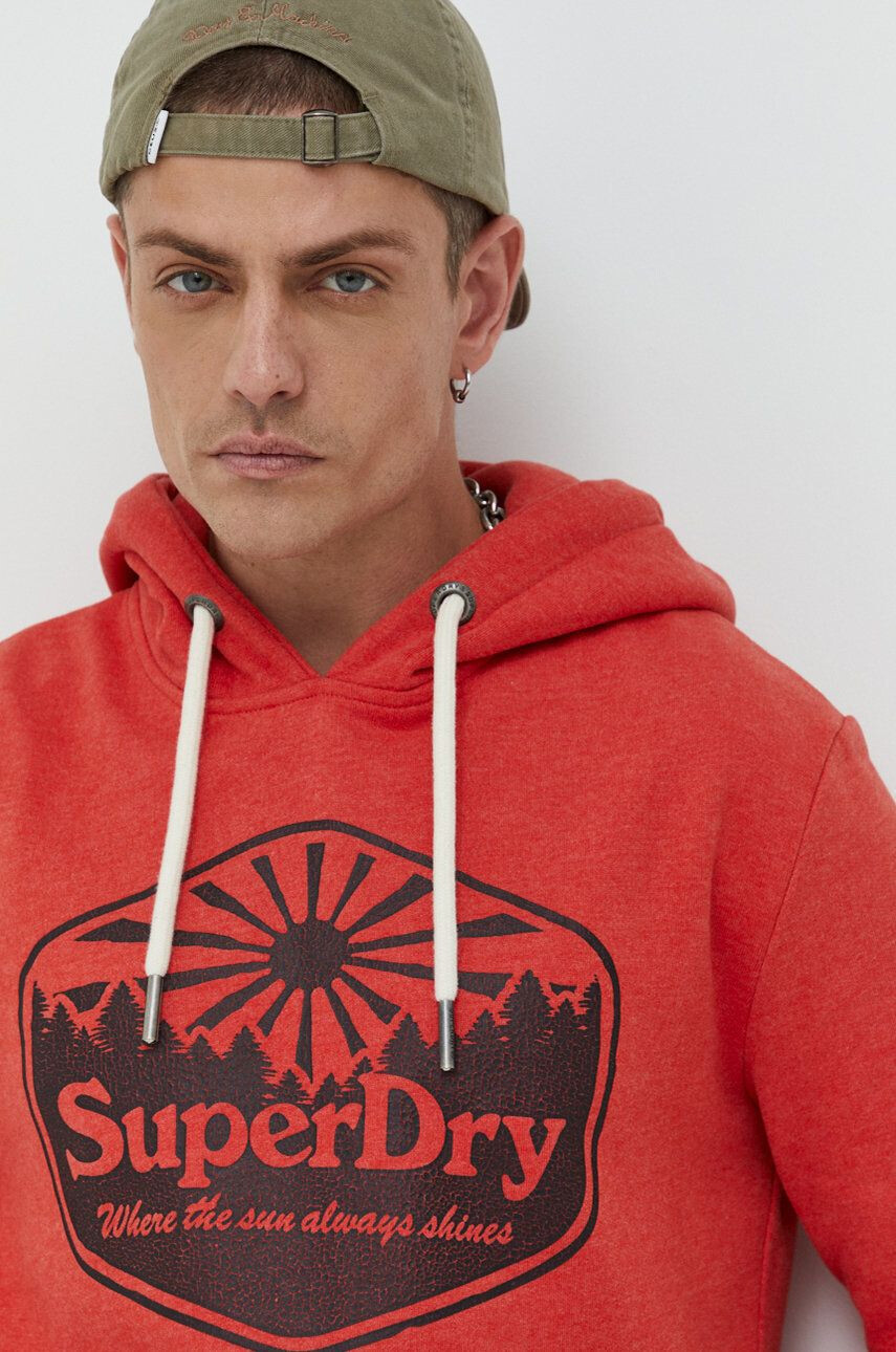 Superdry Mikina dámská růžová barva s kapucí melanžová - Pepit.cz