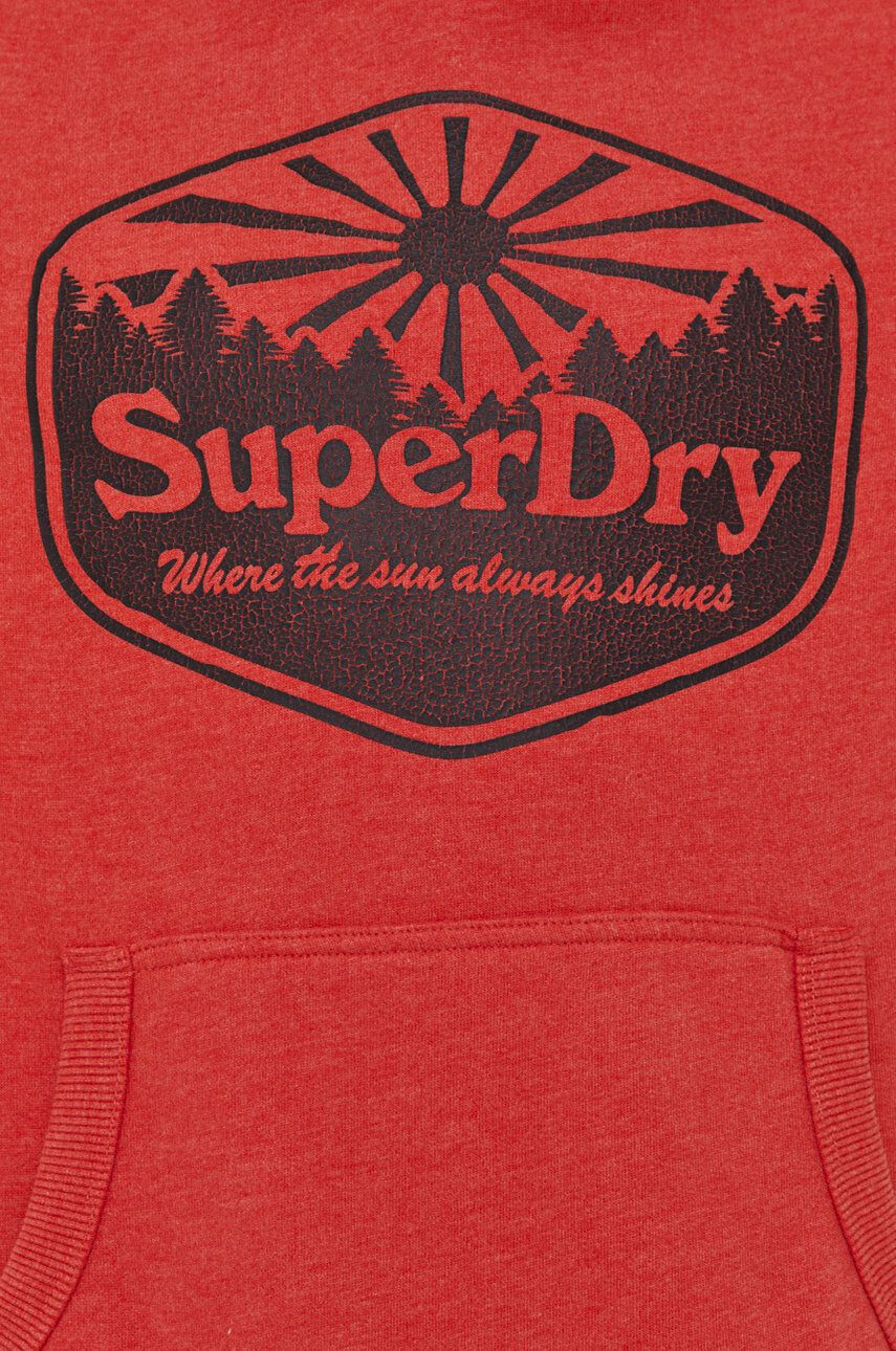 Superdry Mikina dámská růžová barva s kapucí melanžová - Pepit.cz