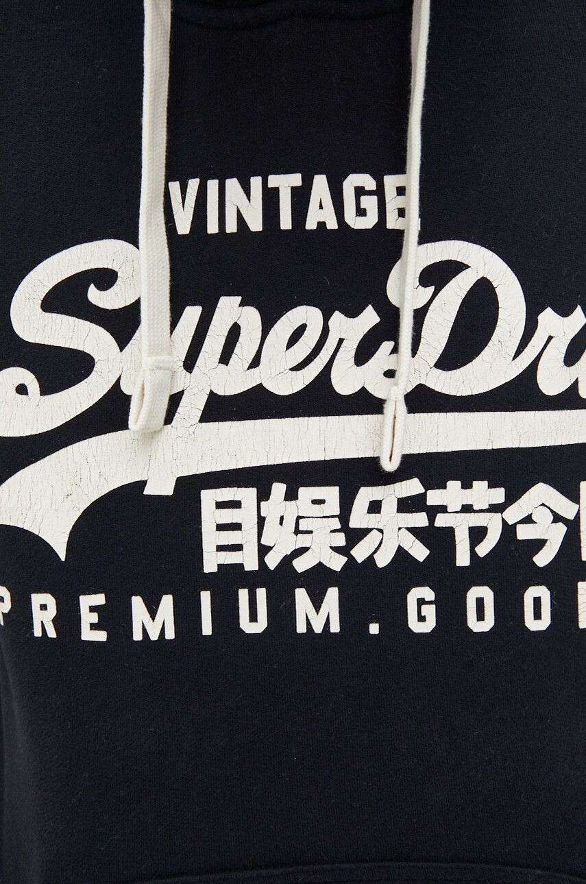 Superdry Mikina dámská tmavomodrá barva s kapucí hladká - Pepit.cz