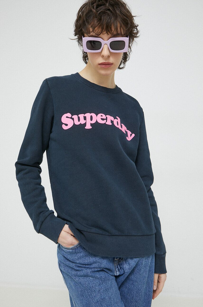 Superdry Mikina dámská tmavomodrá barva s potiskem - Pepit.cz