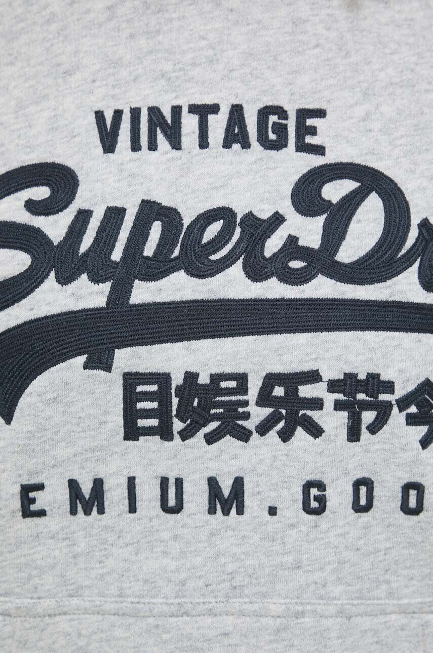 Superdry Mikina dámská šedá barva s kapucí s aplikací - Pepit.cz