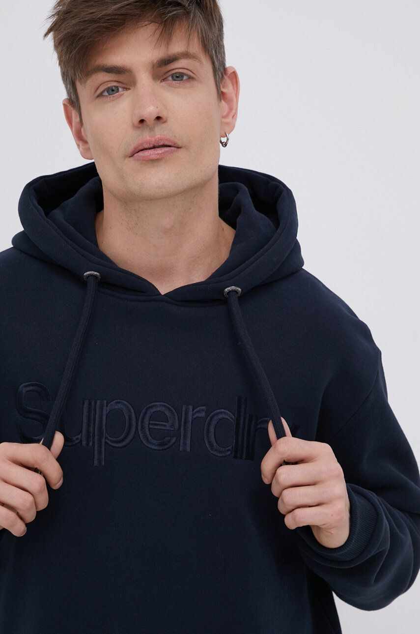 Superdry Mikina pánská tmavomodrá barva s aplikací - Pepit.cz