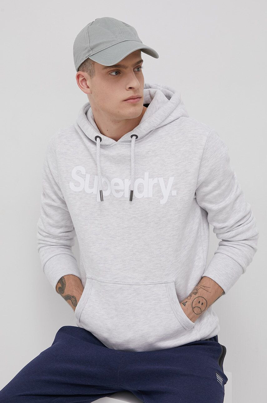 Superdry Mikina pánská šedá barva s potiskem - Pepit.cz