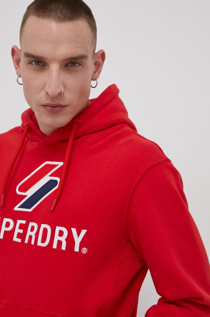 Superdry Mikina pánská červená barva s aplikací - Pepit.cz