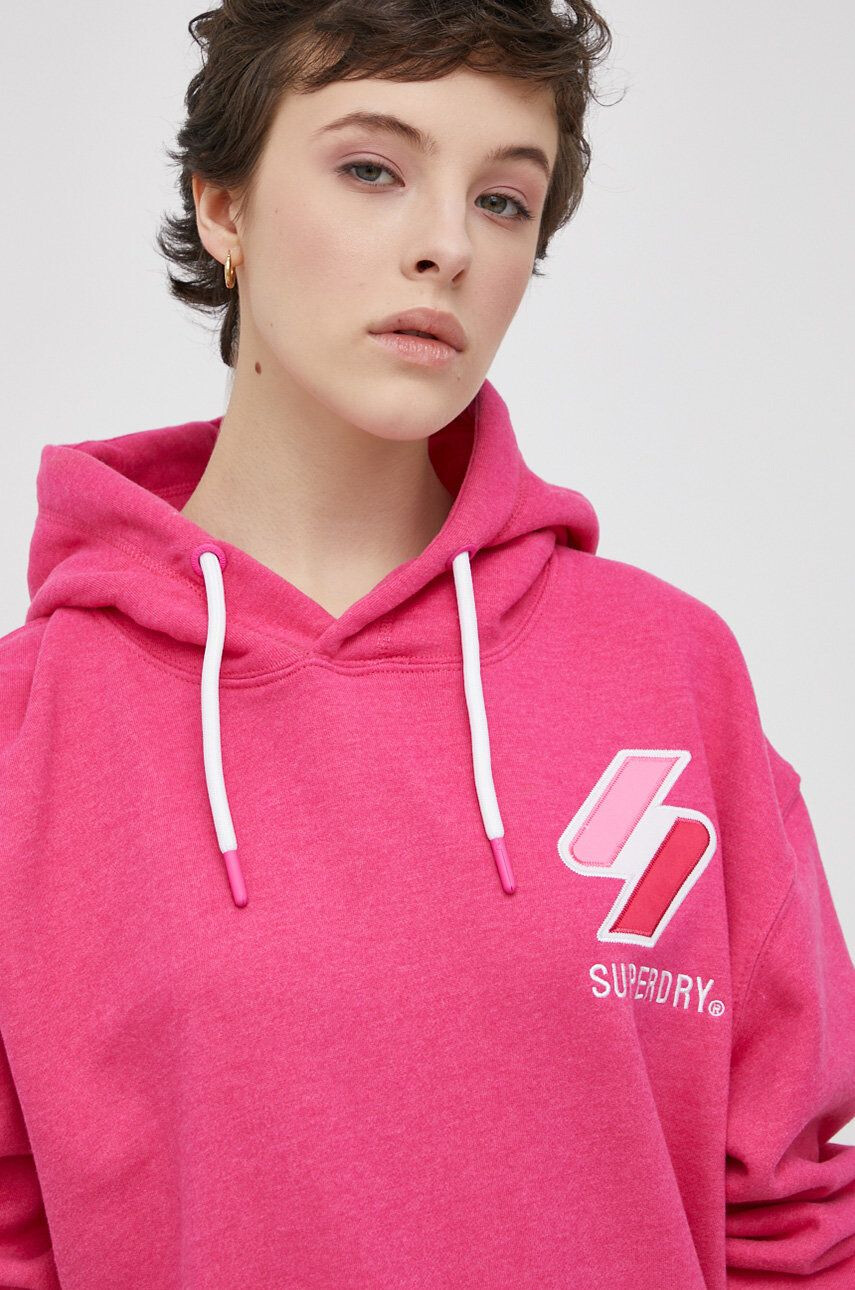 Superdry Mikina dámská růžová barva s aplikací - Pepit.cz