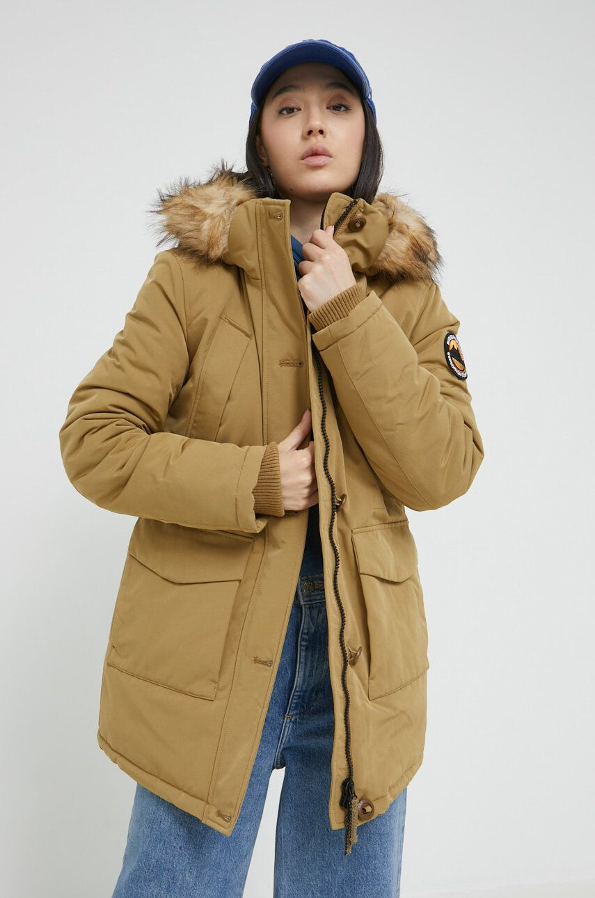 Superdry Parka dámská zelená barva zimní - Pepit.cz