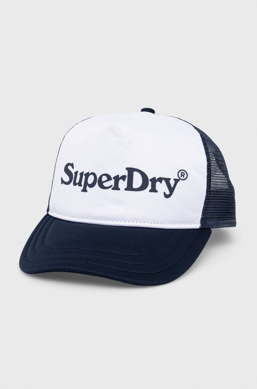 Superdry Čepice tmavomodrá barva s potiskem - Pepit.cz