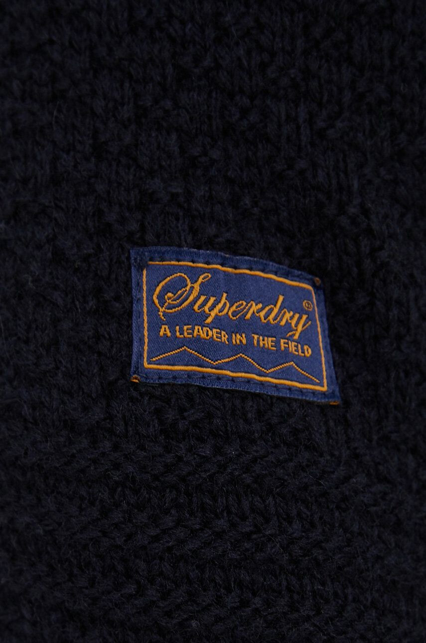 Superdry Svetr z vlněné směsi pánský tmavomodrá barva - Pepit.cz