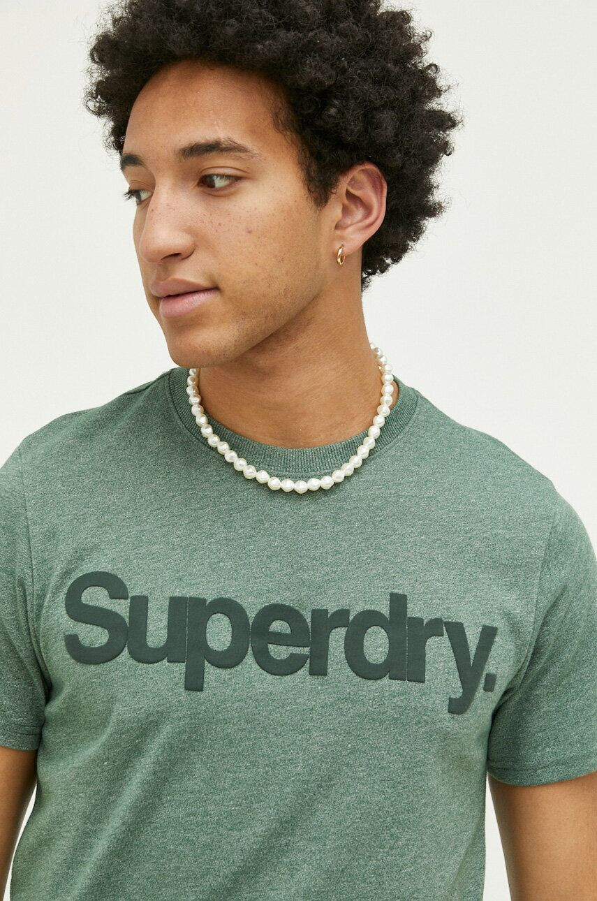 Superdry Tričko zelená barva s potiskem - Pepit.cz