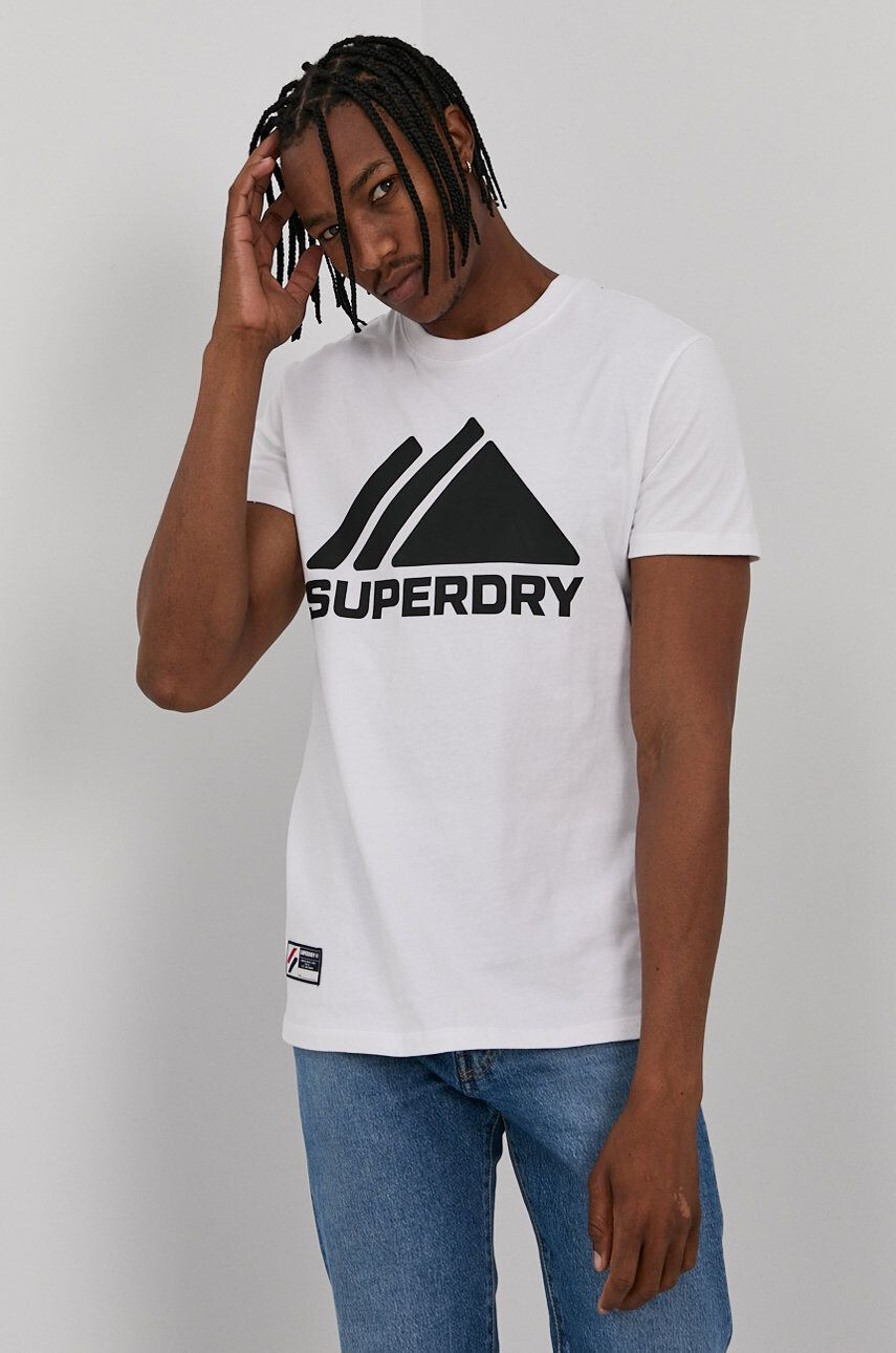 Superdry Tričko pánské bílá barva s potiskem - Pepit.cz