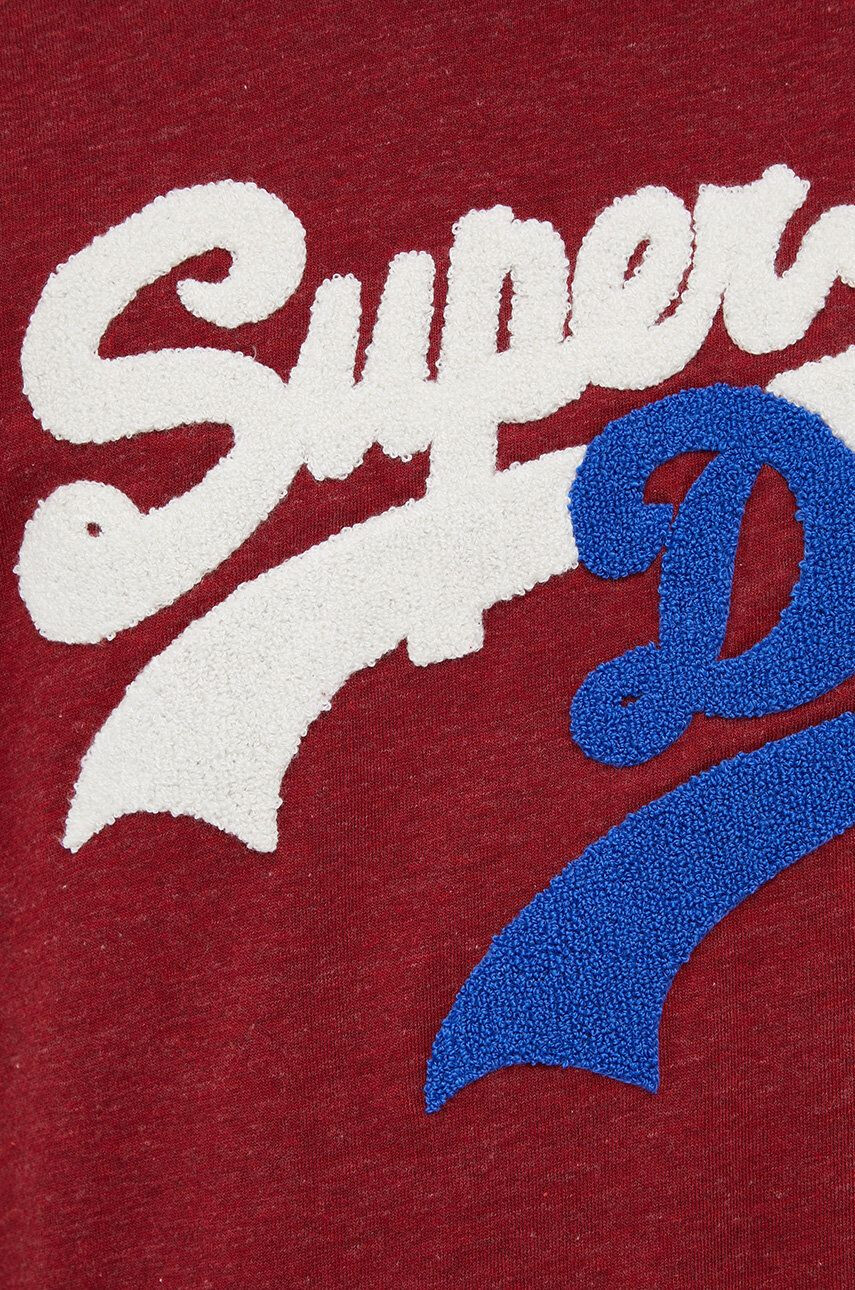 Superdry Tričko pánské vínová barva s aplikací - Pepit.cz