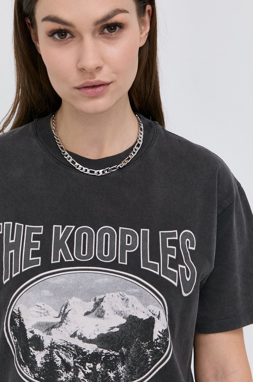 The Kooples Bavlněné tričko šedá barva - Pepit.cz