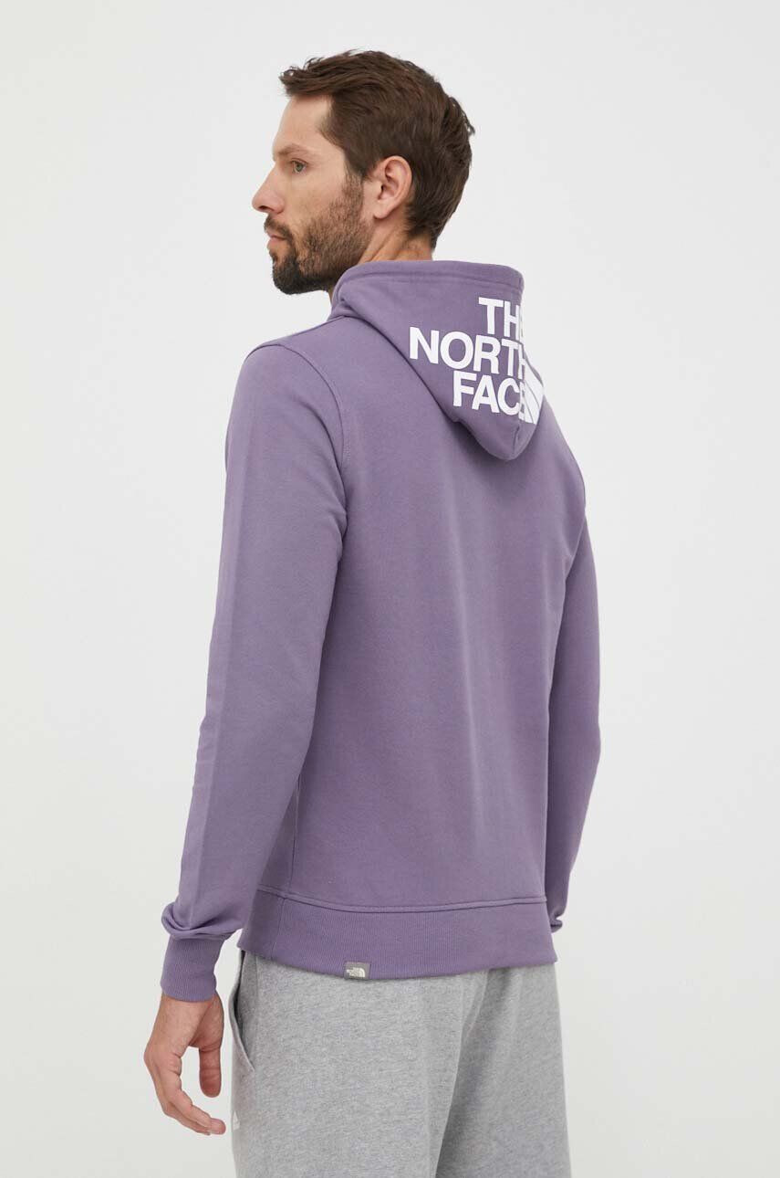 The North Face Bavlněná mikina pánská fialová barva s kapucí s potiskem - Pepit.cz