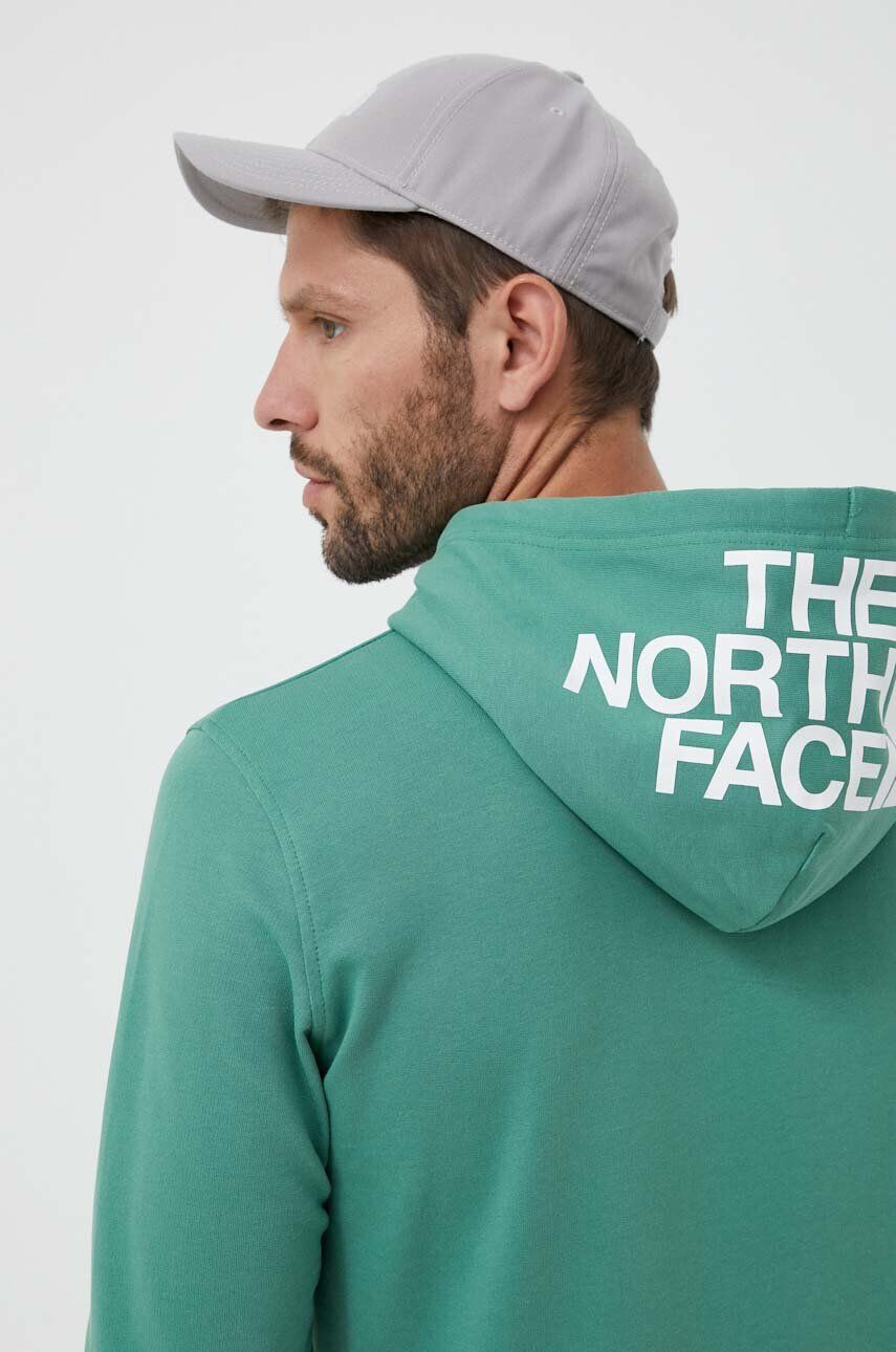 The North Face Bavlněná mikina pánská zelená barva s kapucí hladká - Pepit.cz