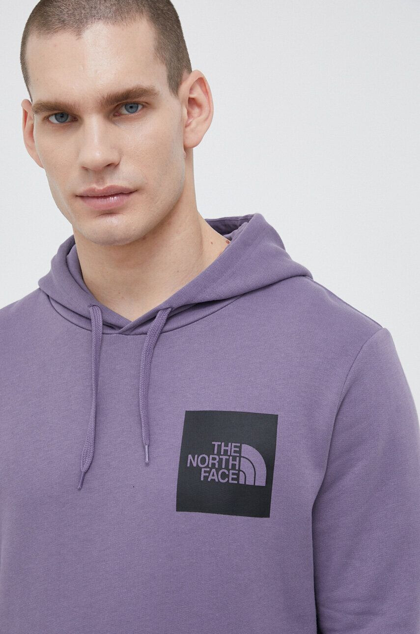 The North Face Bavlněná mikina pánská fialová barva s kapucí s potiskem - Pepit.cz