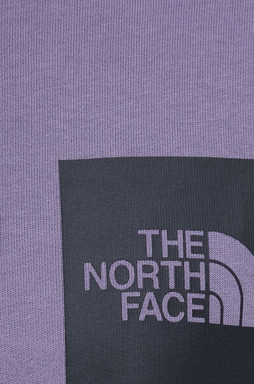 The North Face Bavlněná mikina pánská fialová barva s kapucí s potiskem - Pepit.cz